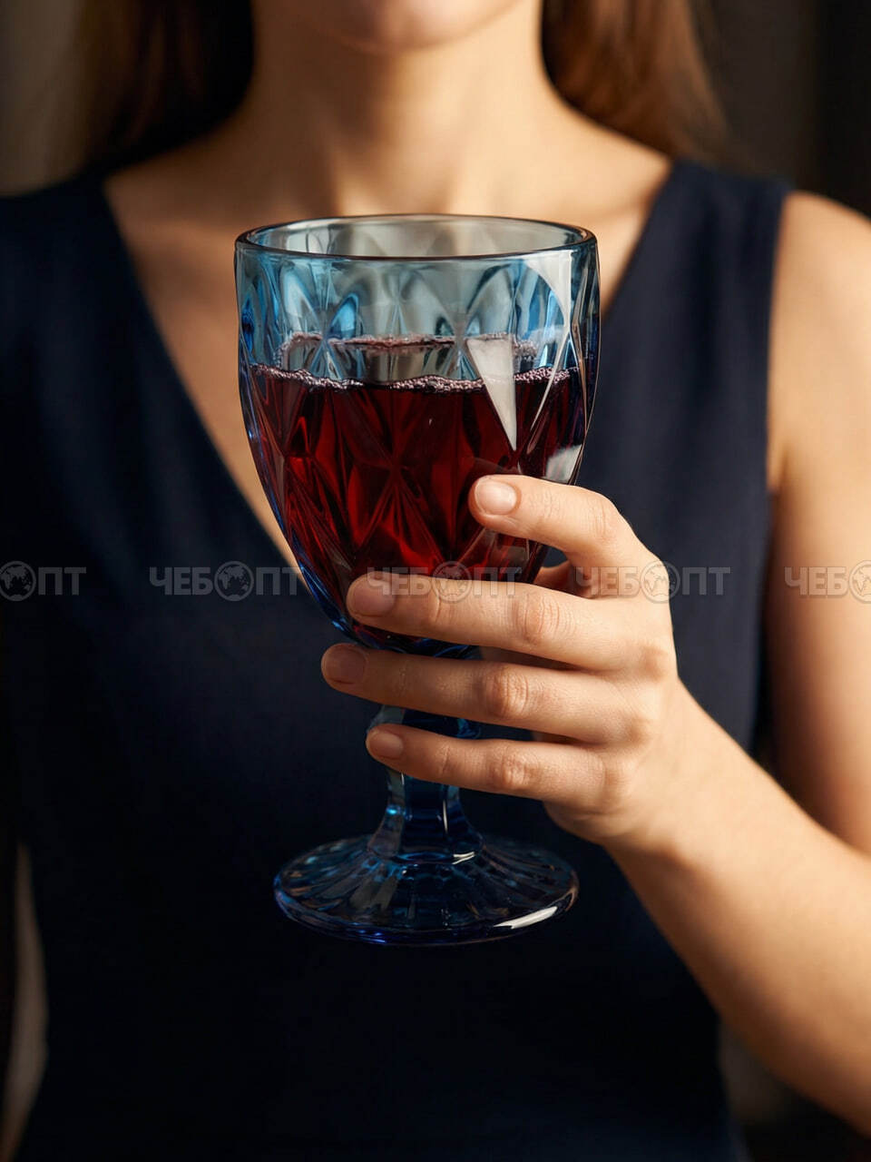 Бокал для вина/сока 300 мл ELEGANT синий арт. 300553-BLUE $ [6/48] GOODSEE. ЧЕБОПТ.