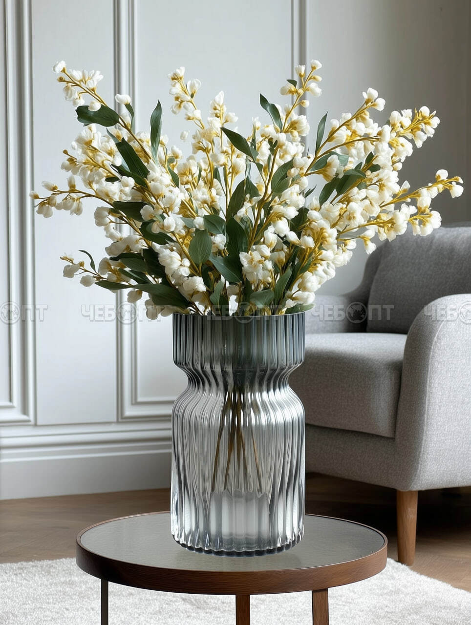 Ваза для цветов 115*185 мм CAMELIA СЕРАЯ, стекло арт. 300555-GREY $ [24] GOODSEE. ЧЕБОПТ.