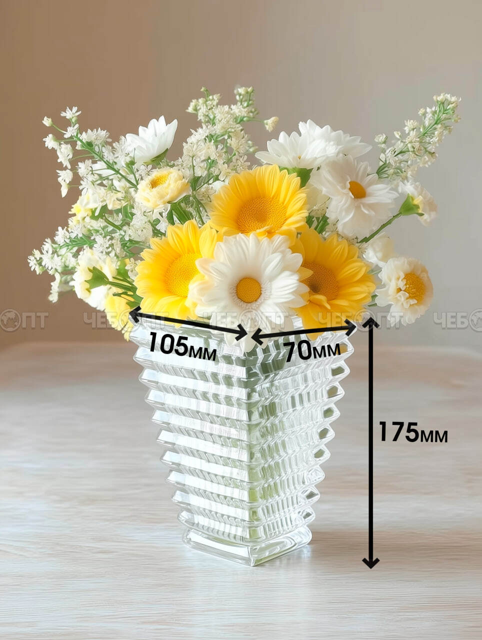 Ваза для цветов 70*105*175 мм BACCARAT ПРОЗРАЧНАЯ, стекло арт. 300560 $ [24] GOODSEE. ЧЕБОПТ.