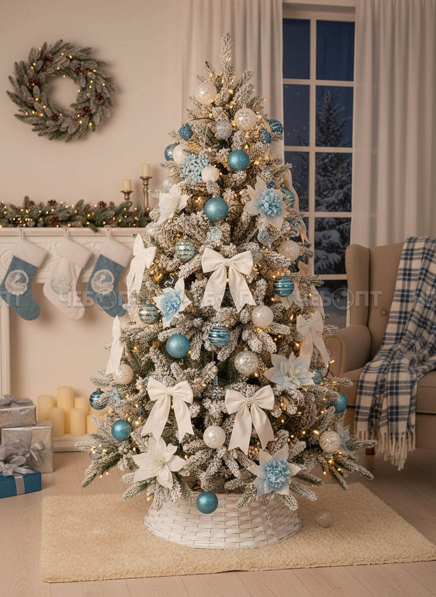 Елка (Ель) новогодняя искусственная ЗАСНЕЖЕННАЯ литая h - 150 см, 418 веток РЕ, арт. 300586 $ [1] GOODSEE. ЧЕБОПТ.