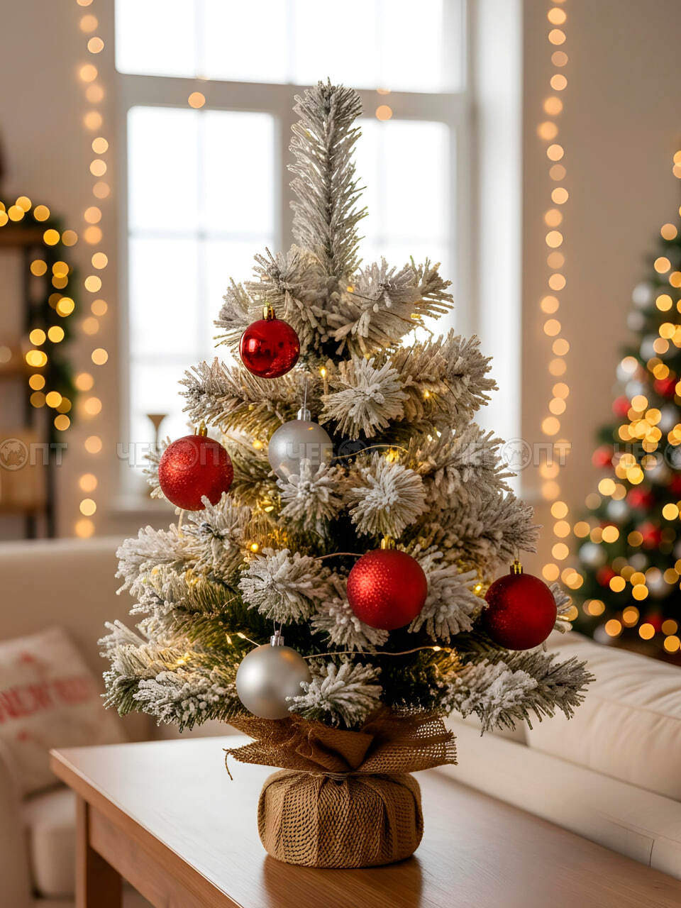 Елка (Ель) новогодняя искусственная ЗАСНЕЖАННАЯ h - 45 см ПВХ, арт. 300590 $ [40] GOODSEE. ЧЕБОПТ.