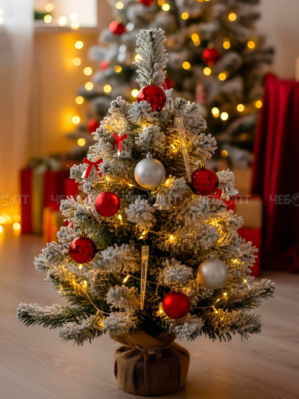 Елка (Ель) новогодняя искусственная ЗАСНЕЖАННАЯ h - 60 см ПВХ, арт. 300591 $ [20] GOODSEE. ЧЕБОПТ.