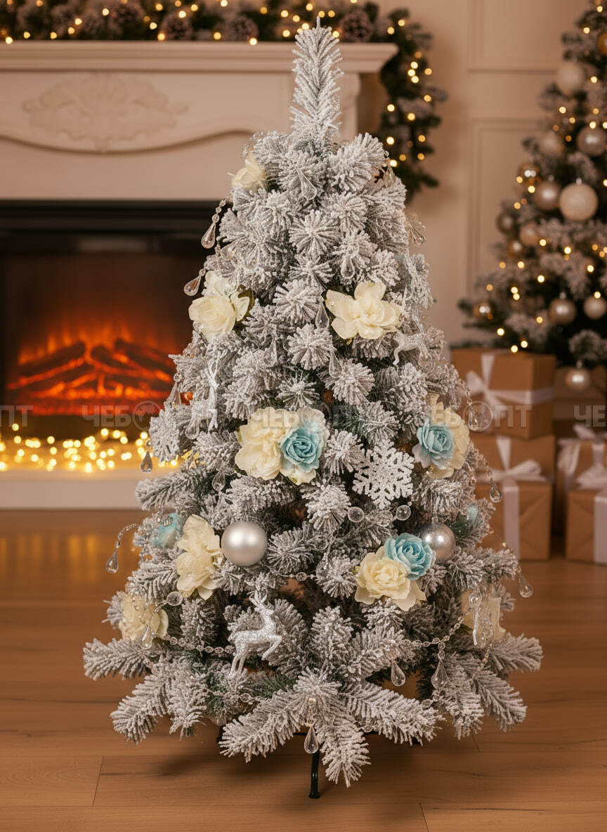 Елка (Ель) новогодняя искусственная ЗАСНЕЖАННАЯ h - 90 см ПВХ, арт. 300592 $ [12] GOODSEE. ЧЕБОПТ.