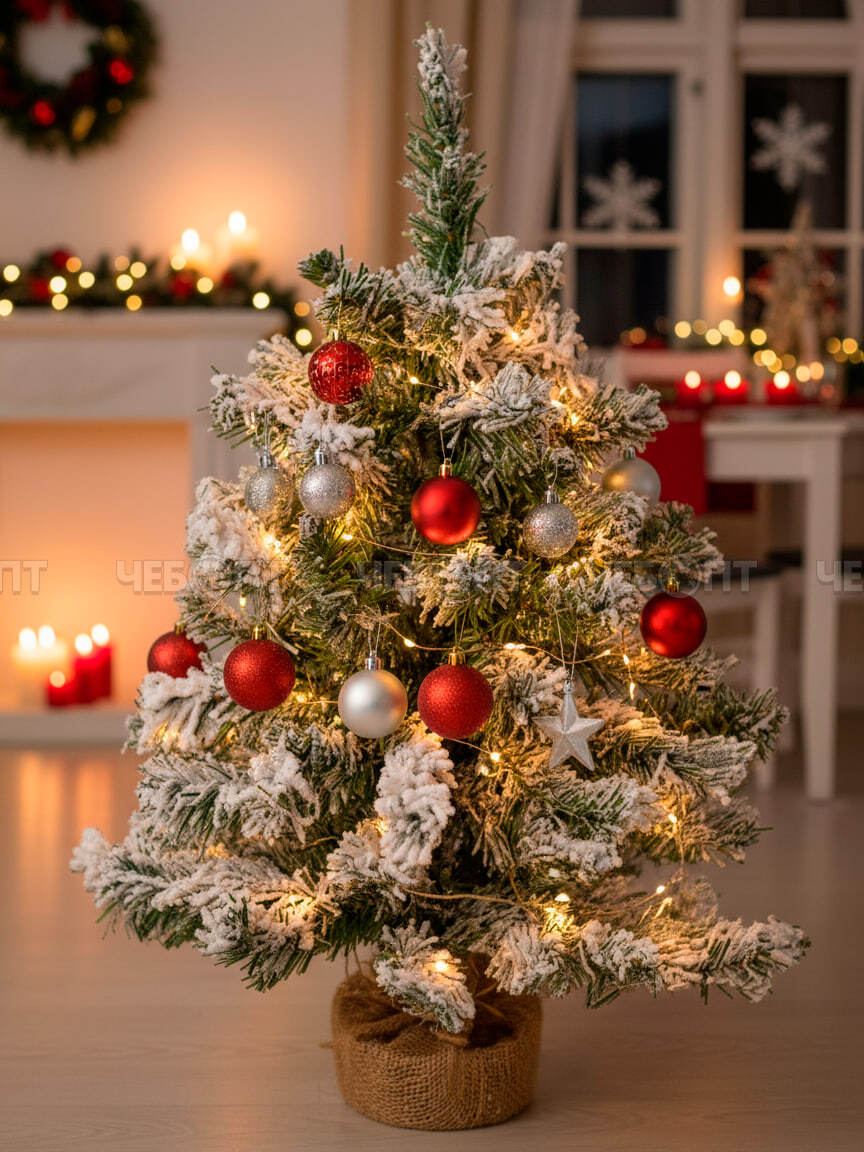 Елка (Ель) новогодняя искусственная ЗАСНЕЖАННАЯ h - 90 см ПВХ, арт. 300592 $ [12] GOODSEE. ЧЕБОПТ.