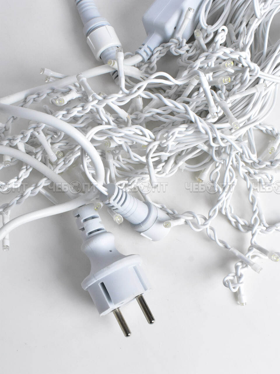 Гирлянда уличная новогодняя БАХРОМА IP-65, 100 LED ламп, свечение - холодное белое, 80 нитей, белый провод 6 м, арт. 300360 $ [20] GOODSEE. ЧЕБОПТ.