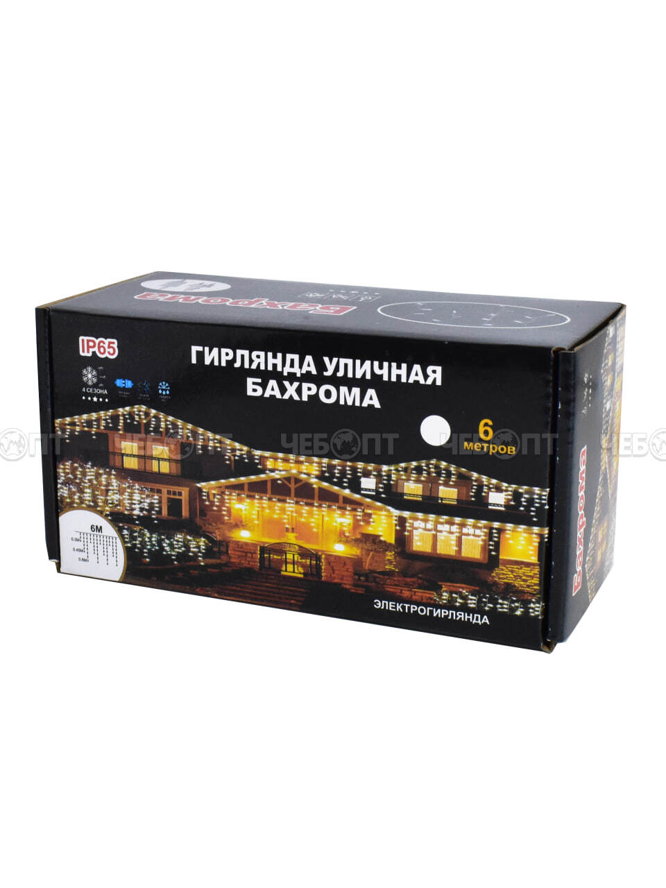Гирлянда уличная новогодняя БАХРОМА IP-65, 100 LED ламп, свечение - холодное белое, 80 нитей, белый провод 6 м, арт. 300360 $ [20] GOODSEE. ЧЕБОПТ.