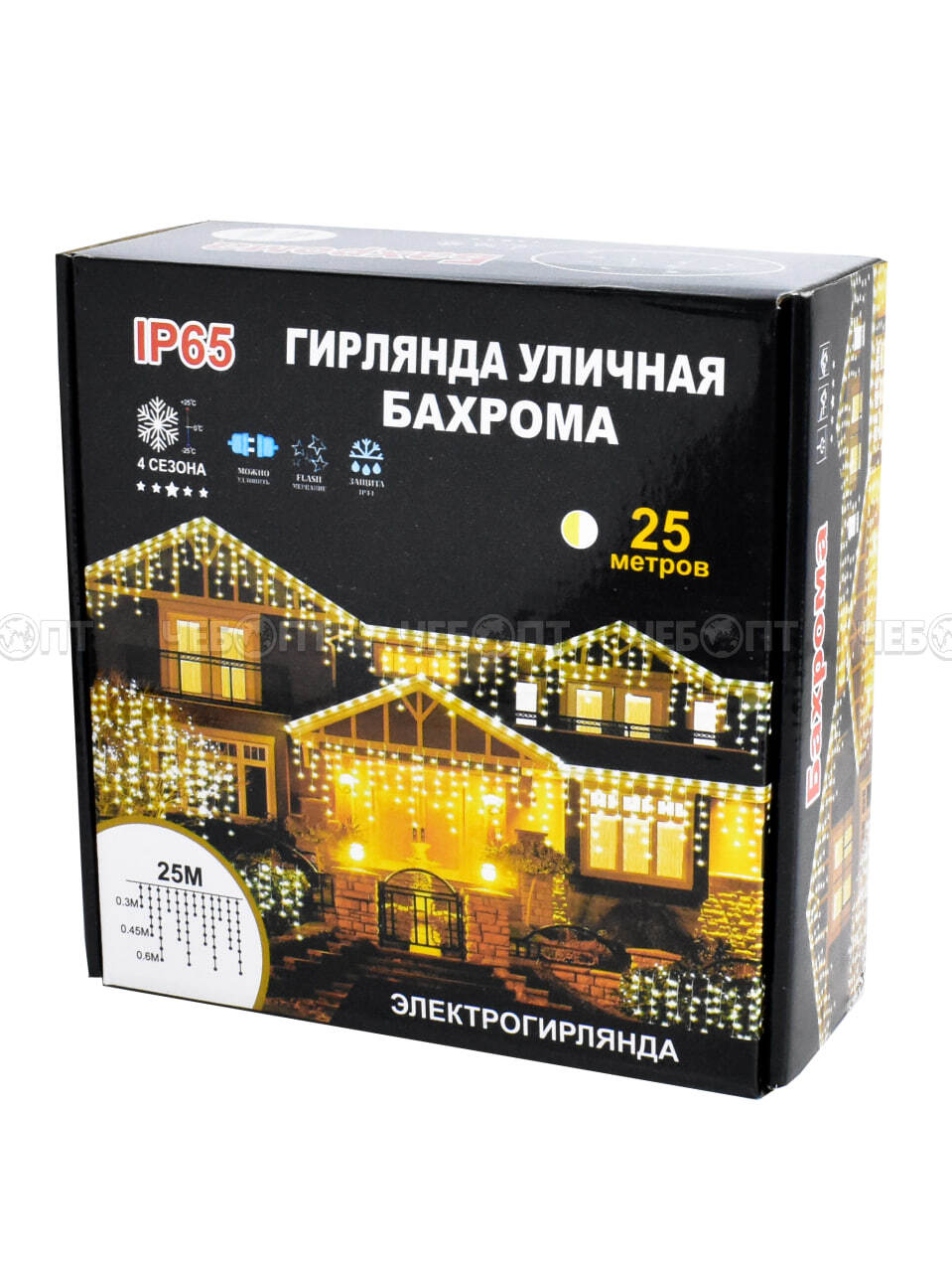 Гирлянда уличная новогодняя БАХРОМА IP-65, 400 LED ламп, свечение - теплое/холодное белое, 80 нитей, белый провод 25 м, арт. 300359 $ [12] GOODSEE. ЧЕБОПТ.