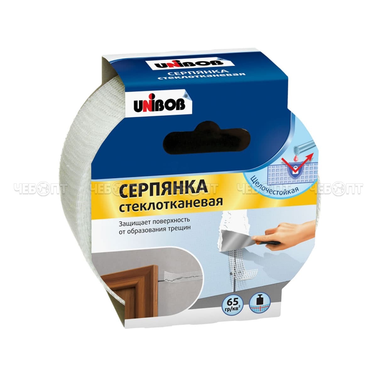 Лента упаковочная (серпянка) UNIBOB 50 мм*45 м (белая) 65 гр. арт. 70094 [36]. ЧЕБОПТ.