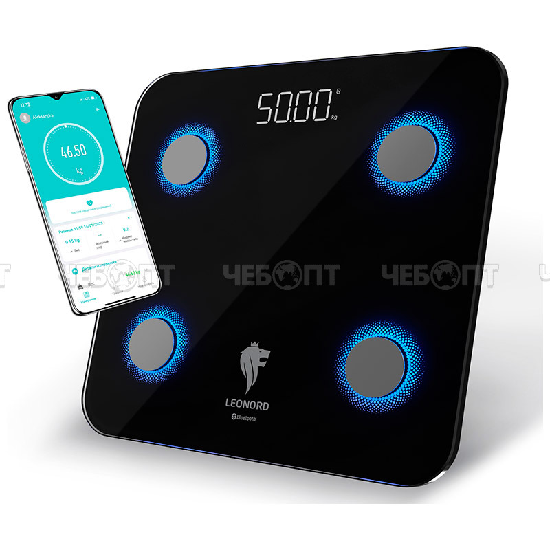 Весы напольные электронные LEONORD LE-1273 Bluetooth до 180 кг, дисплей, автоотключение арт. 109929 [8] СКРАП. ЧЕБОПТ.