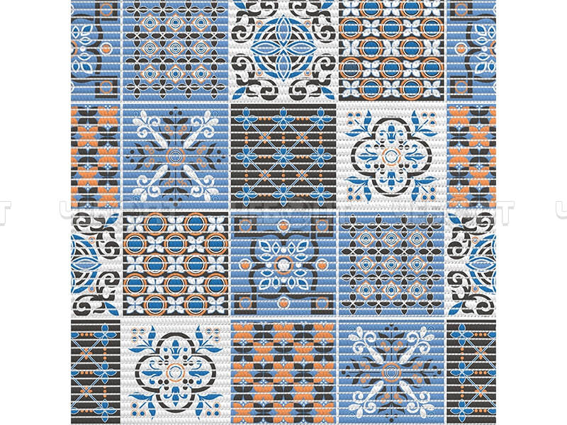 Коврик для ванной (дорожка) ВСПЕНЕННЫЙ ПВХ 1,3*15 м РОССИЯ арт. 7094-225PT-ORANGE-BLUE [1] ВИЛИНА. ЧЕБОПТ.