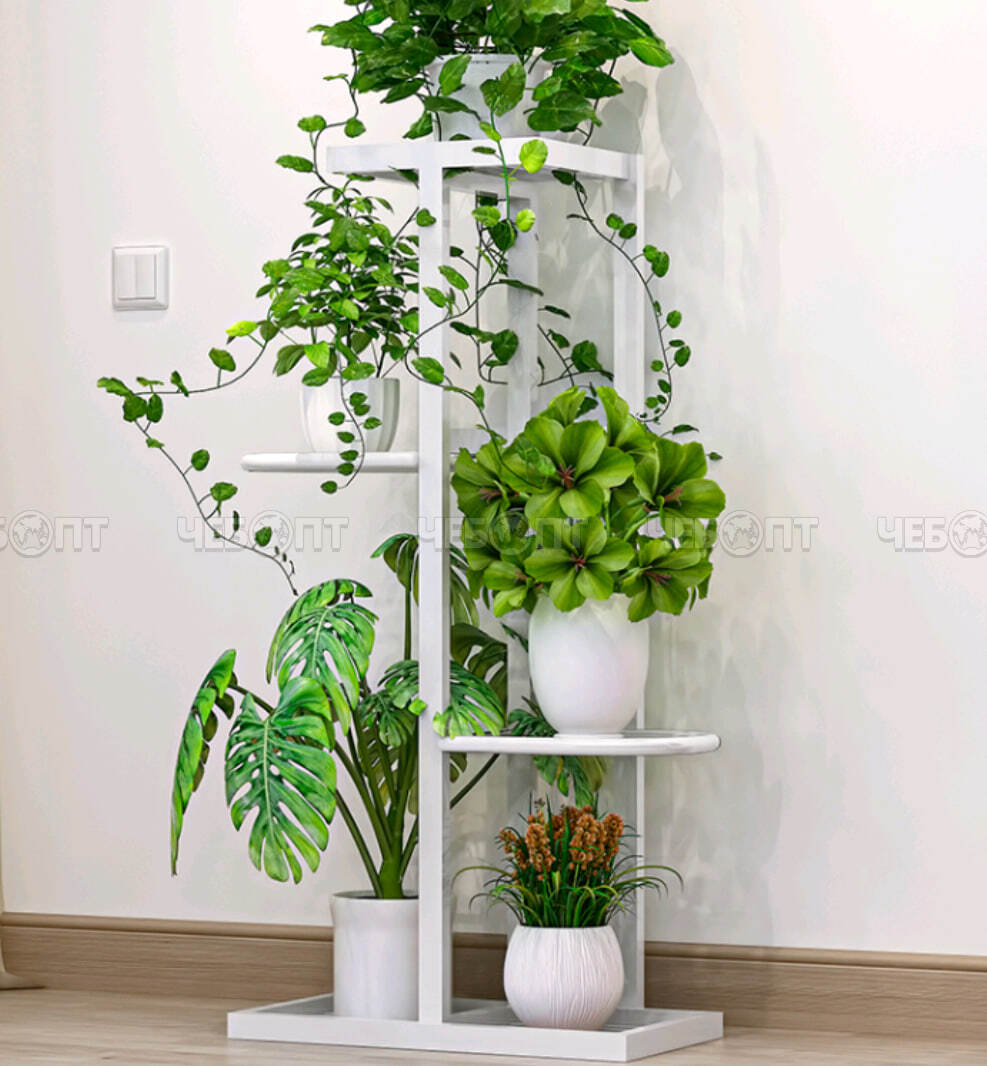 Подставка для цветов напольный на 5 кашпо 410*220*820 мм, цвет ЧЕРНЫЙ арт. 300691 $ [10] GOODSEE. ЧЕБОПТ.