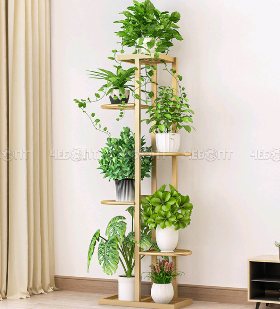 Подставка для цветов напольный на 7 кашпо 410*220*1080 мм, цвет ЧЕРНЫЙ арт. 300692 $ [10] GOODSEE. ЧЕБОПТ.