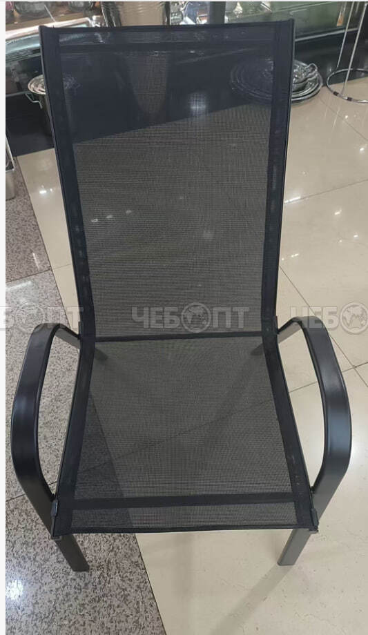 Стул садовый со спинкой, подлокотниками, нагрузка 100 кг, ЧЕРНЫЙ арт. 290056 $ [30] GOODSEE. ЧЕБОПТ.