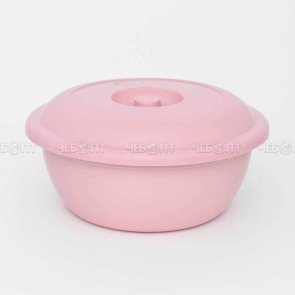 Таз 13 л круглый пищевой 405*405*195 мм, с КРЫШКОЙ розовый арт. 10302 [25] ДУНЬЯ. ЧЕБОПТ.