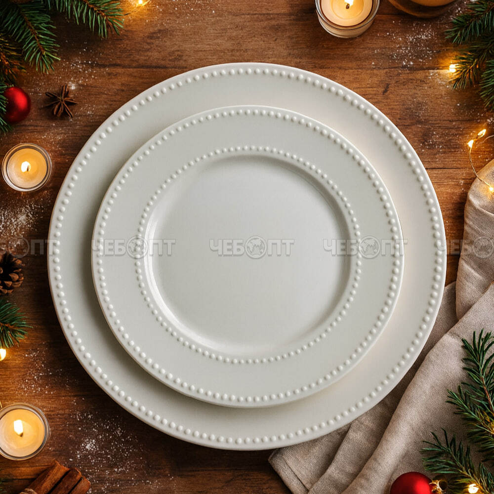 Тарелка обеденная 8" ELITE, фарфор арт. 300700 $ [72] GOODSEE. ЧЕБОПТ.