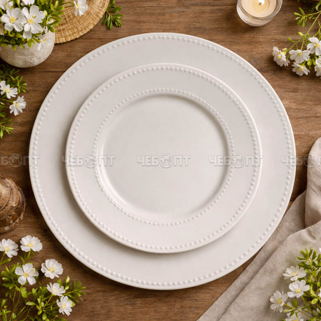 Тарелка плоская обеденная 26,5 см ELITE, фарфор арт. 300701 $ [36] GOODSEE. ЧЕБОПТ.