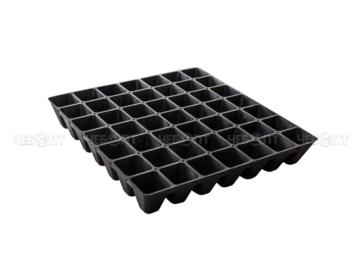 Кассета для рассады пластиковая на 49 ячейки 395*395*67, ячейка квадратная 49*49*67,  V-0,15 л [1]. ЧЕБОПТ.