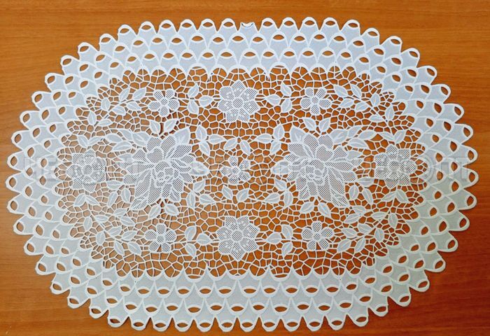 Салфетка (плейсмат) ажурная сервировочная овальная 300*450 мм, цвет WHITE арт. Iv6A2252 [12]. ЧЕБОПТ.