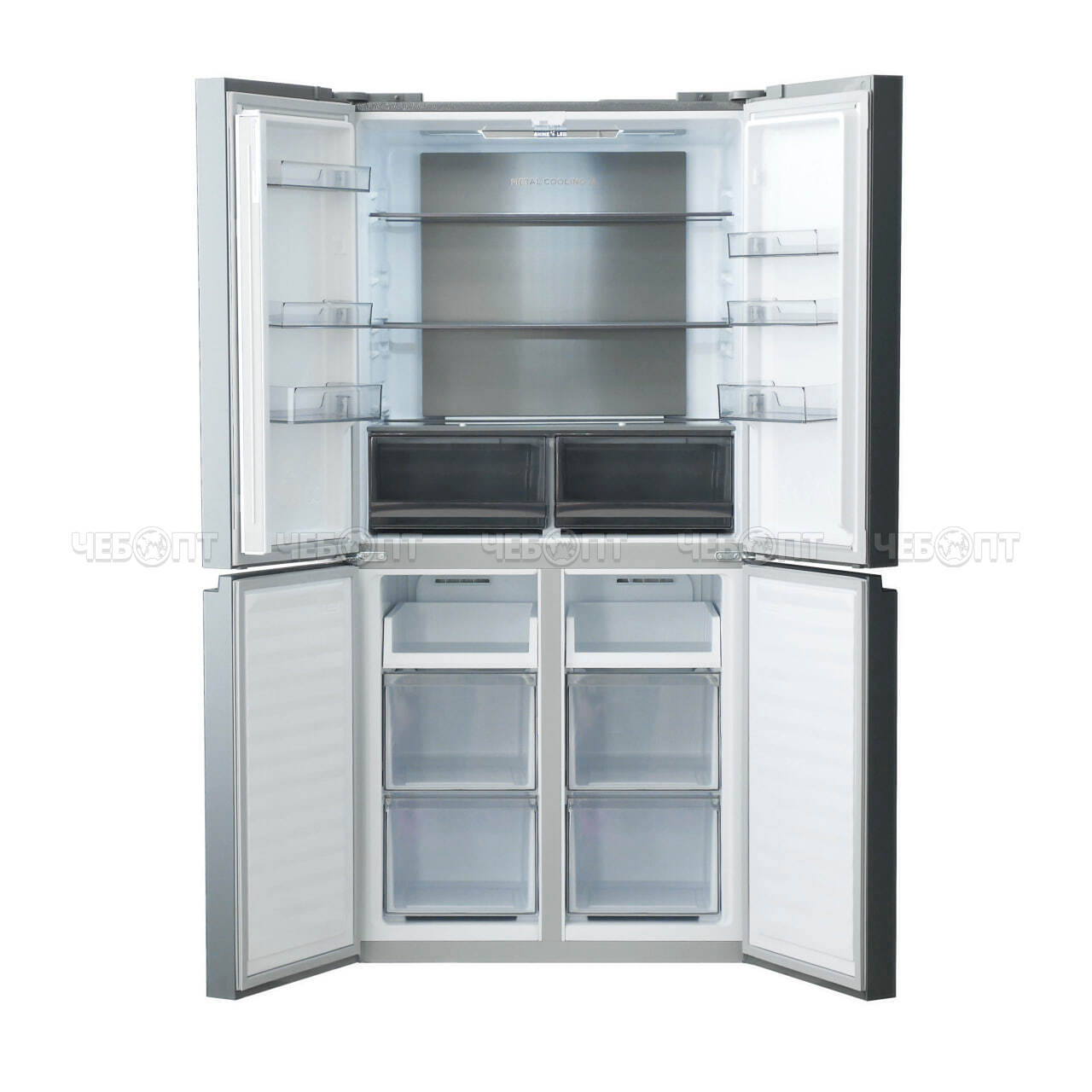 Холодильник CENTEK CT-1743 GRAY STONE объем 503 л (186л, 317л) 853*694*1775 мм, текстура КАМЕНЬ, 4 двери класс А++ мощ. 170 Вт [1]. ЧЕБОПТ.