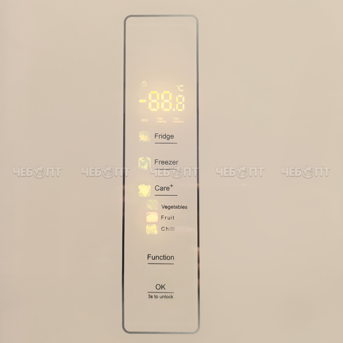 Холодильник CENTEK CT-1744 BEIGE GLASS TOTAL NF объем 415 л (148л, 267л) 782*630*1825 мм, 4 двери, класс А++, мощ. 123 Вт [1]. ЧЕБОПТ.