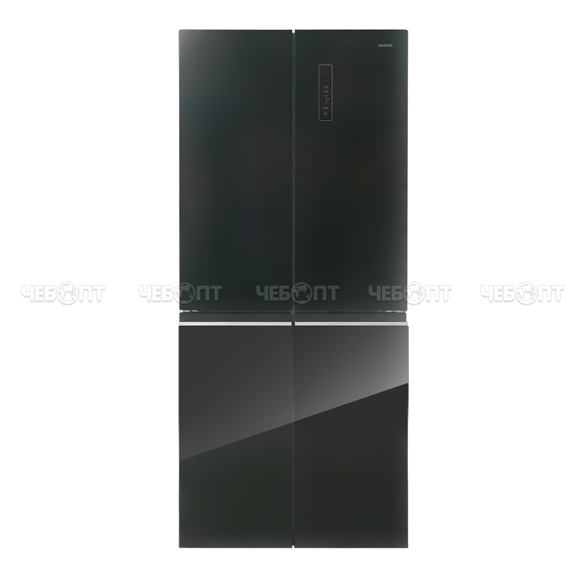 Холодильник CENTEK CT-1744 BLACK GLASS TOTAL NF объем 415 л (148л, 267л) 782*630*1825 мм, 4 двери, класс А++, мощ. 123 Вт [1]. ЧЕБОПТ.