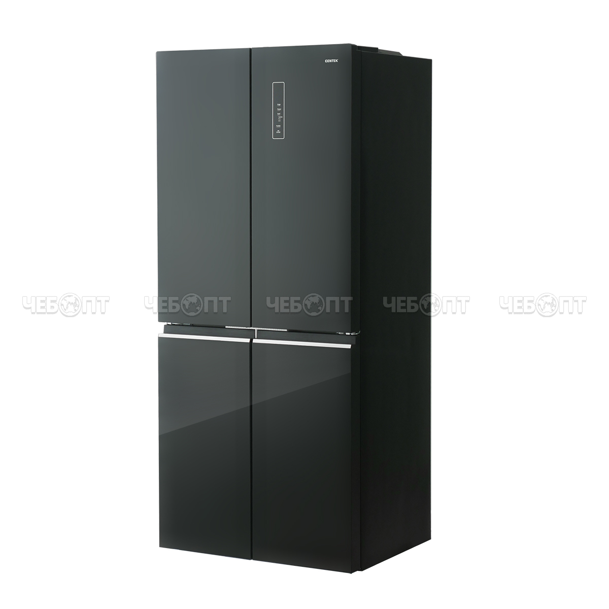 Холодильник CENTEK CT-1744 BLACK GLASS TOTAL NF объем 415 л (148л, 267л) 782*630*1825 мм, 4 двери, класс А++, мощ. 123 Вт [1]. ЧЕБОПТ.