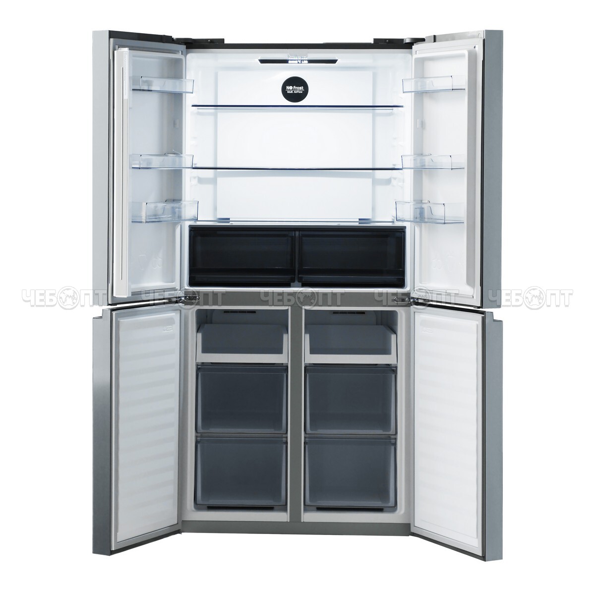 Холодильник CENTEK CT-1745 BEIGE GLASS TOTAL NF объем 503 л (186л, 317л) 853*694*1775 мм, 4 двери, класс А++, мощ. 170 Вт [1]. ЧЕБОПТ.