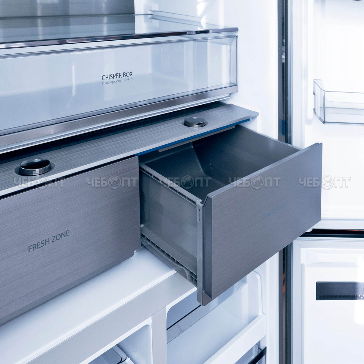 Холодильник CENTEK CT-1746 BLACK GLASS NF объем 600 л (212л, 388л) 833*668*1920 мм, 4 двери, класс А+, мощ. 170 Вт [1]. ЧЕБОПТ.