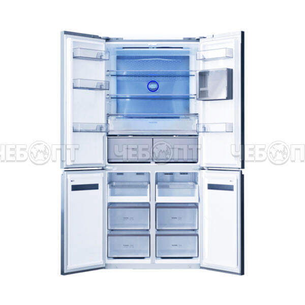 Холодильник CENTEK CT-1746 BLACK GLASS NF объем 600 л (212л, 388л) 833*668*1920 мм, 4 двери, класс А+, мощ. 170 Вт [1]. ЧЕБОПТ.