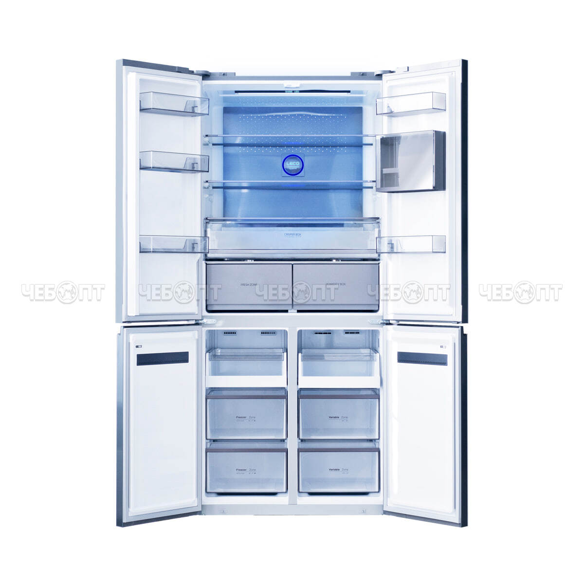 Холодильник CENTEK CT-1746 INOX NF объем 600 л (212л, 388л) 833*668*1920 мм, 4 двери, класс А+, мощ. 170 Вт [1]. ЧЕБОПТ.
