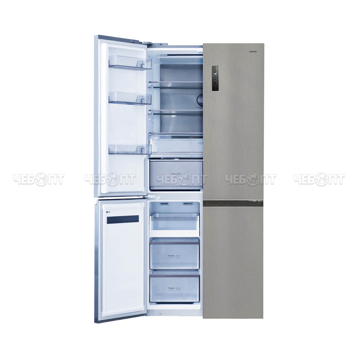 Холодильник CENTEK CT-1746 INOX NF объем 600 л (212л, 388л) 833*668*1920 мм, 4 двери, класс А+, мощ. 170 Вт [1]. ЧЕБОПТ.