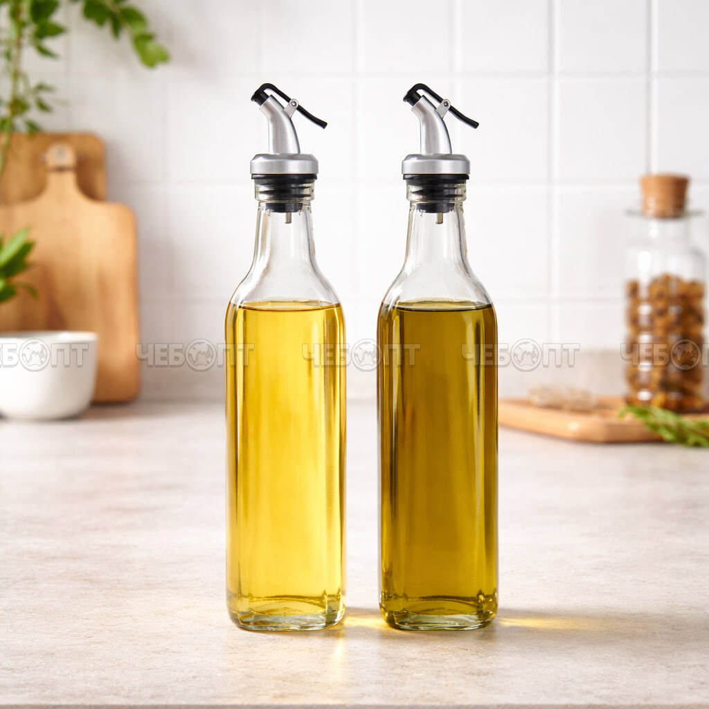 Емкость для масла, уксуса в наборе 2 шт с дозатором, объем 500 мл, в индивидуальной упаковке арт. 300712 [40] GOODSEE. ЧЕБОПТ.