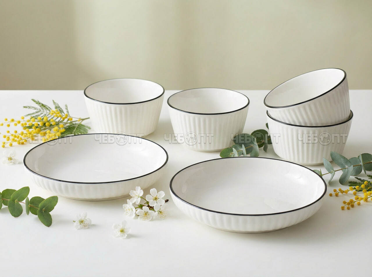 Набор салатников 6 предметов (300 мл - 4 шт, 7" 300 мл- 2 шт ), керамические, в индивидуальной коробке арт. 300058 $ [12] GOODSEE. ЧЕБОПТ.