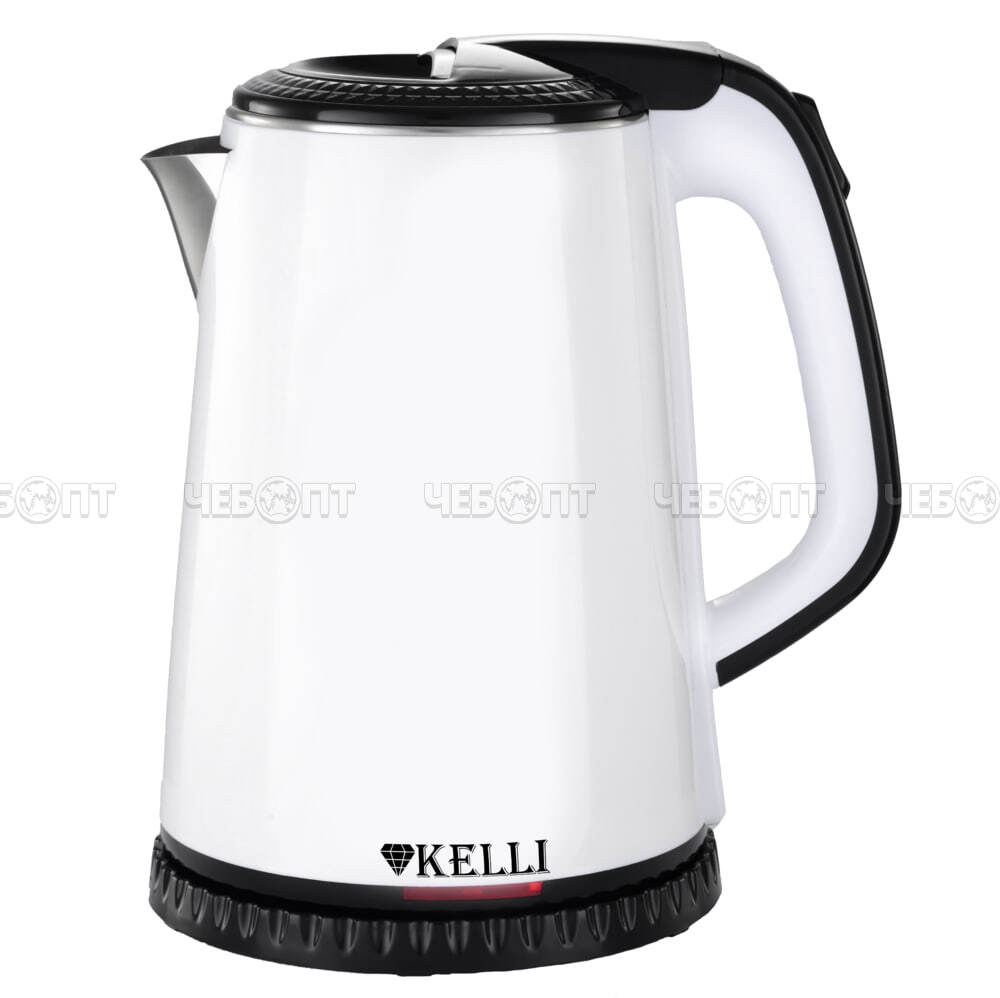 Чайник электрический 2,0 л KELLI KL-1409W двойной корпус пластиковый + нержавеющая сталь, двойная стенка, свет. индикатор, мощность 2200 Вт [12]. ЧЕБОПТ.