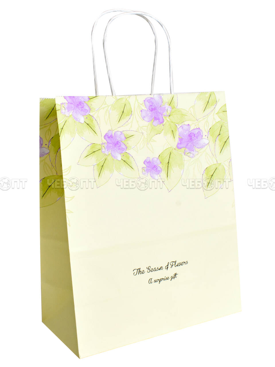 Пакет бумажный подарочный ЦВЕТЫ 22*16*8 см с крученной ручной, цвет в ассортименте арт. 300727 $ [12/1200] GOODSEE. ЧЕБОПТ.