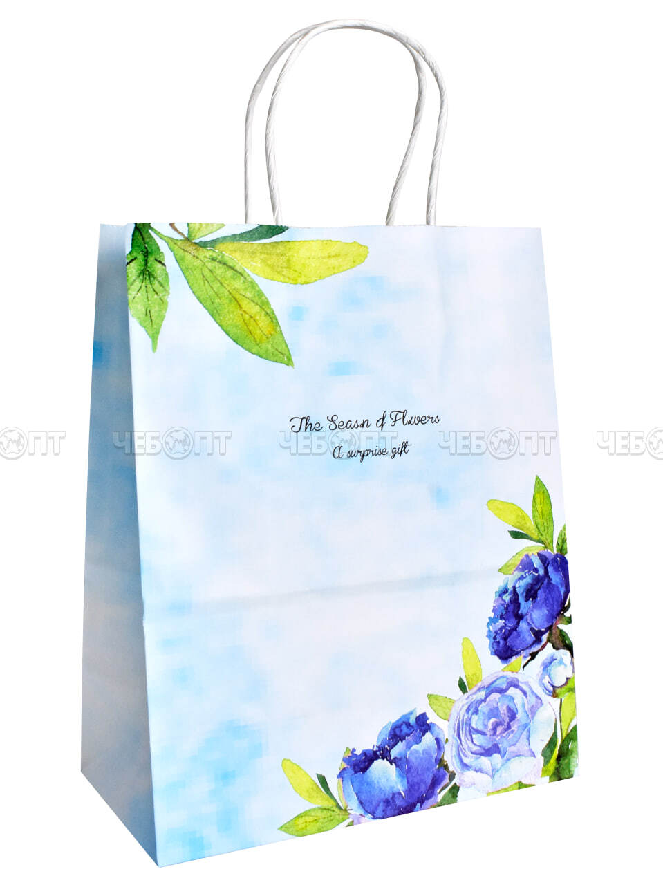 Пакет бумажный подарочный ЦВЕТЫ 27*22*11 см с крученной ручной, цвет в ассортименте арт. 300728 $ [12/960] GOODSEE. ЧЕБОПТ.