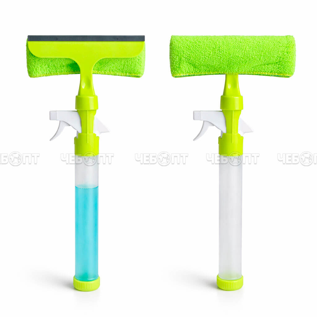 Окномойка с распылителем и водосгоном 48*18,5 см, микрофибра, цвет ЗЕЛЕНЫЙ арт. 300729 $ [100] GOODSEE. ЧЕБОПТ.