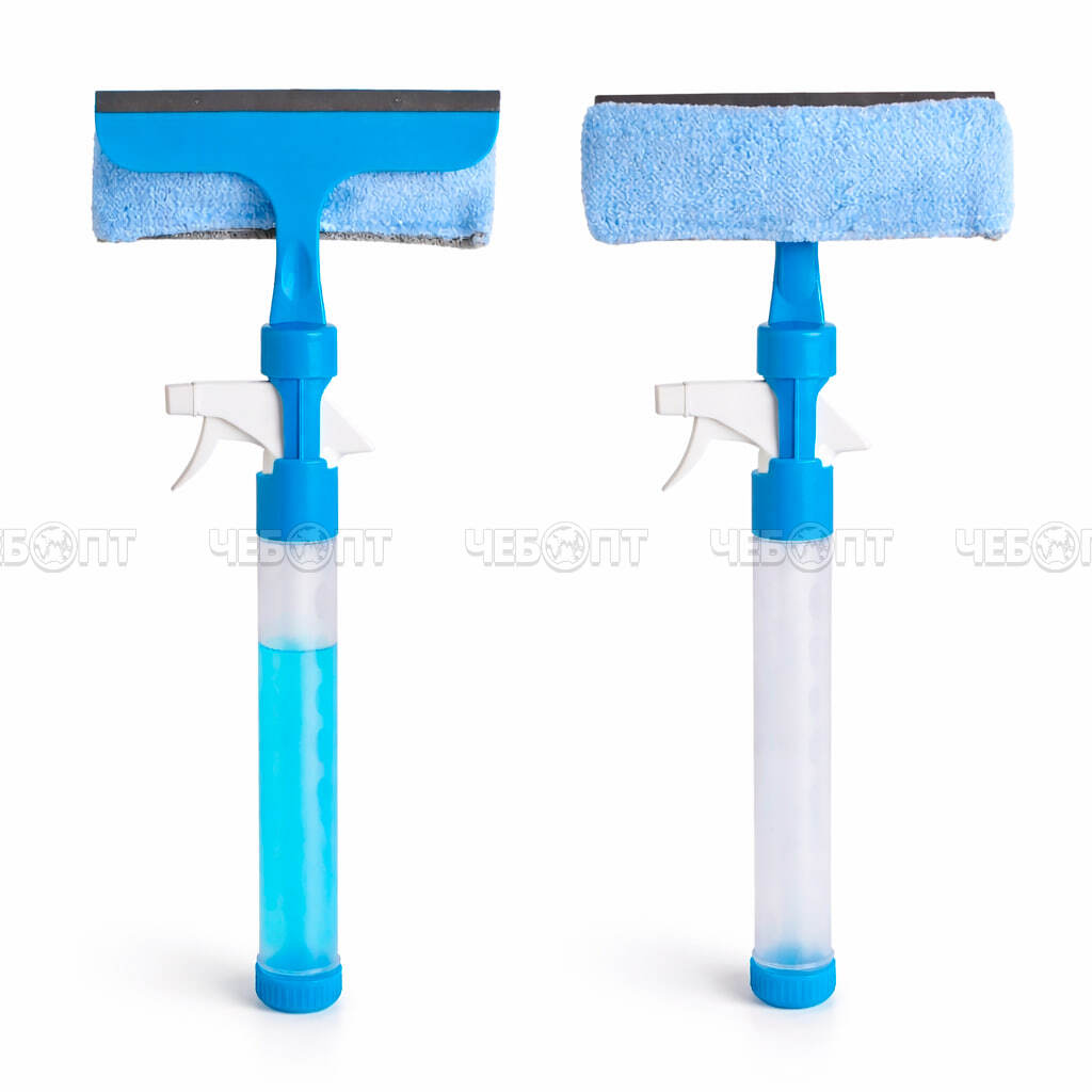 Окномойка с распылителем и водосгоном 48*18,5 см, микрофибра, цвет СИНИЙ арт. 300730 $ [100] GOODSEE. ЧЕБОПТ.