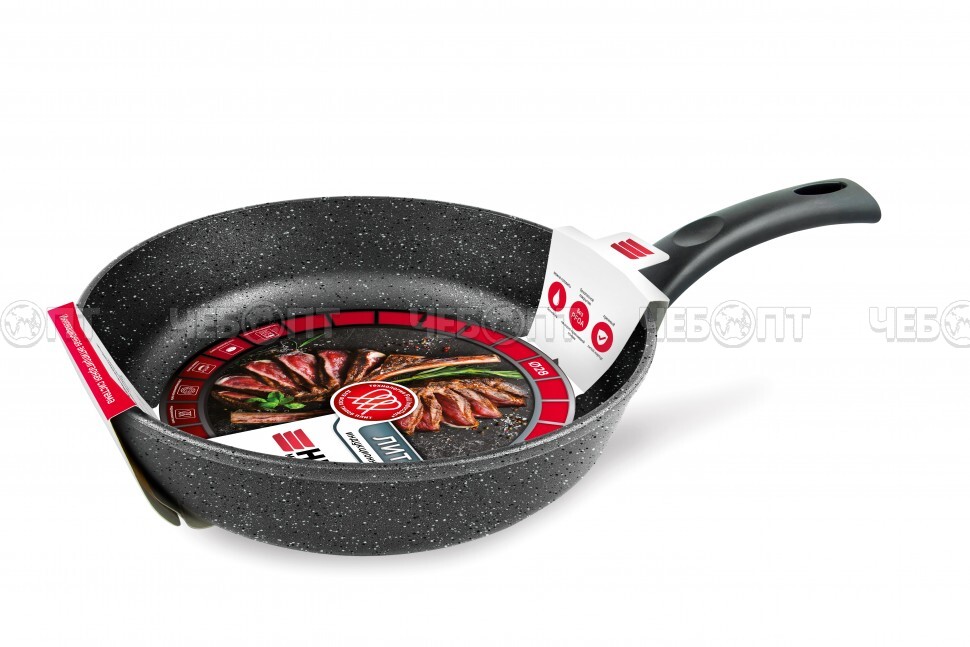Сковорода алюминиевая антипригарная 28 см ГРАНИТ ИНДУКЦИЯ, без крышки, высота стенки 70,8 мм, несъемная ручка арт. L18128i [10] НЕВА. ЧЕБОПТ.