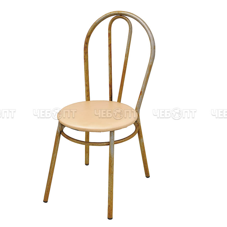 Стул КАПЕЛЬКА со спинкой, сидение круглое из ВИНИЛИСКОЖИ [1] . ЧЕБОПТ.