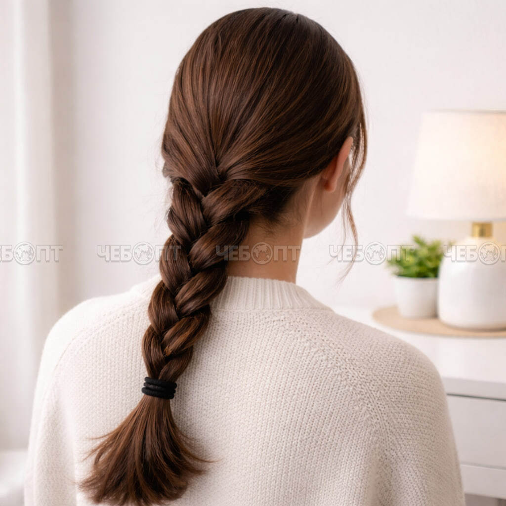 Резинки для волос бесшовные в банке 60 шт, цвет ЧЕРНЫЙ, арт. 300733 $ [12/600] GOODSEE. ЧЕБОПТ.