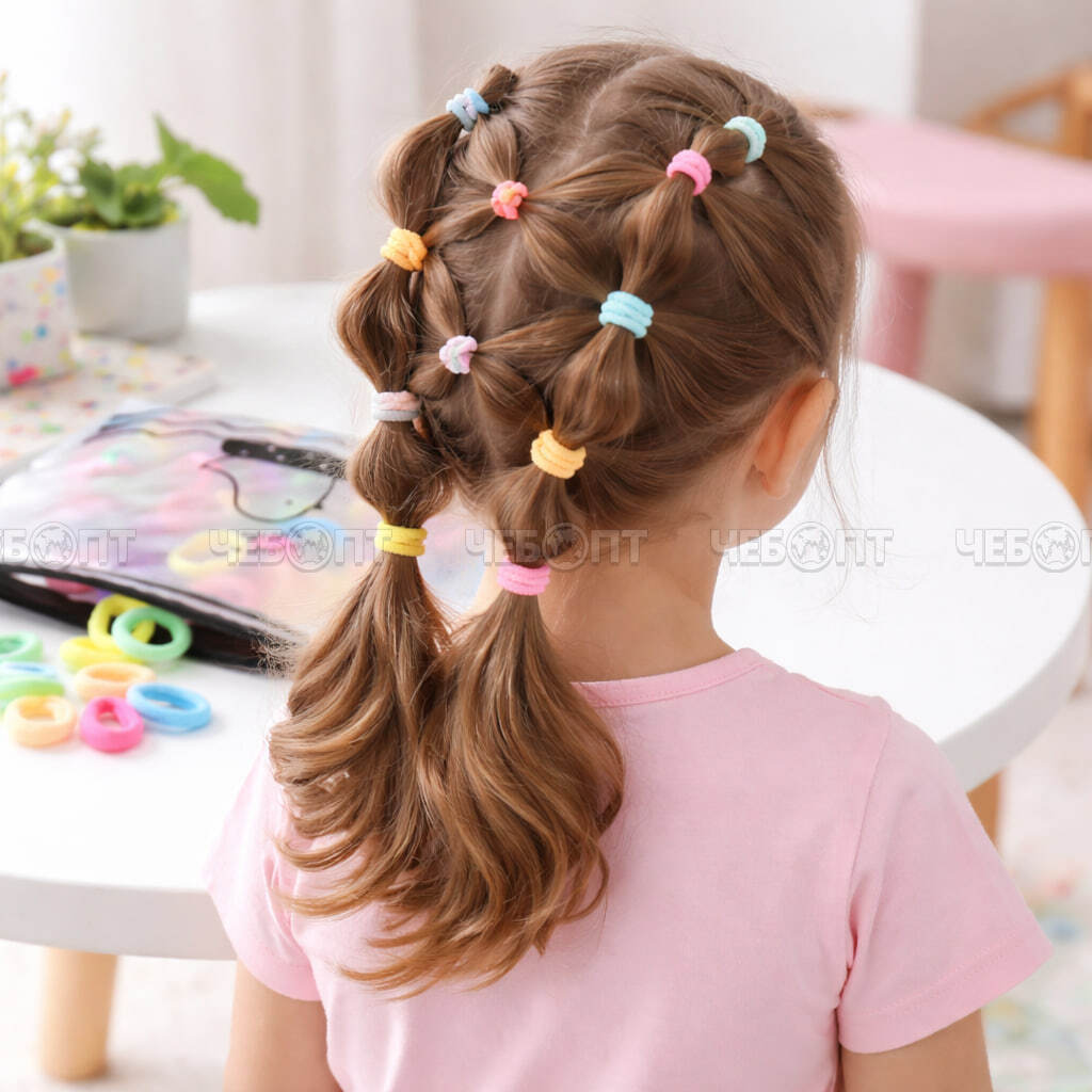 Резинки для волос детские 100 шт, цвет ассорти, арт. 300734 $ [12/1200] GOODSEE. ЧЕБОПТ.