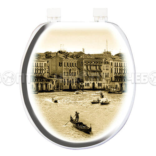 Сиденье для унитаза универсальное с крышкой мягкое AQUA-Prime DIGITAL-EXCLUSIVE Я В ВЕНЕЦИИ арт. 6614 [16]. ЧЕБОПТ.