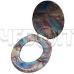 Сиденье для унитаза универсальное с крышкой мягкое AQUA-Prime FULLPRINT ПЕРЕЛИВ арт. 6616 [16]. ЧЕБОПТ.