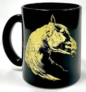 Кружка 300 мл ЛОШАДКА стекло черное/золото арт.1208/DPР т/у [24] АРДЕККО. ЧЕБОПТ.