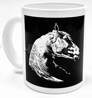 Кружка 300 мл ЛОШАДКА В РАМКЕ стекло белое/черное арт.1208/DPР т/у [24] АРДЕККО. ЧЕБОПТ.