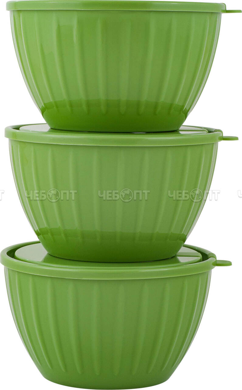 Набор салатников 3 предмета Sugar&Spice коллекция Vanilla ФИСТАШКА (0,6 л - 3 шт) 136х127х120 мм пластмассовые арт. SE186512050 [27] ПЛАСТИК РЕПАБЛИК. ЧЕБОПТ.