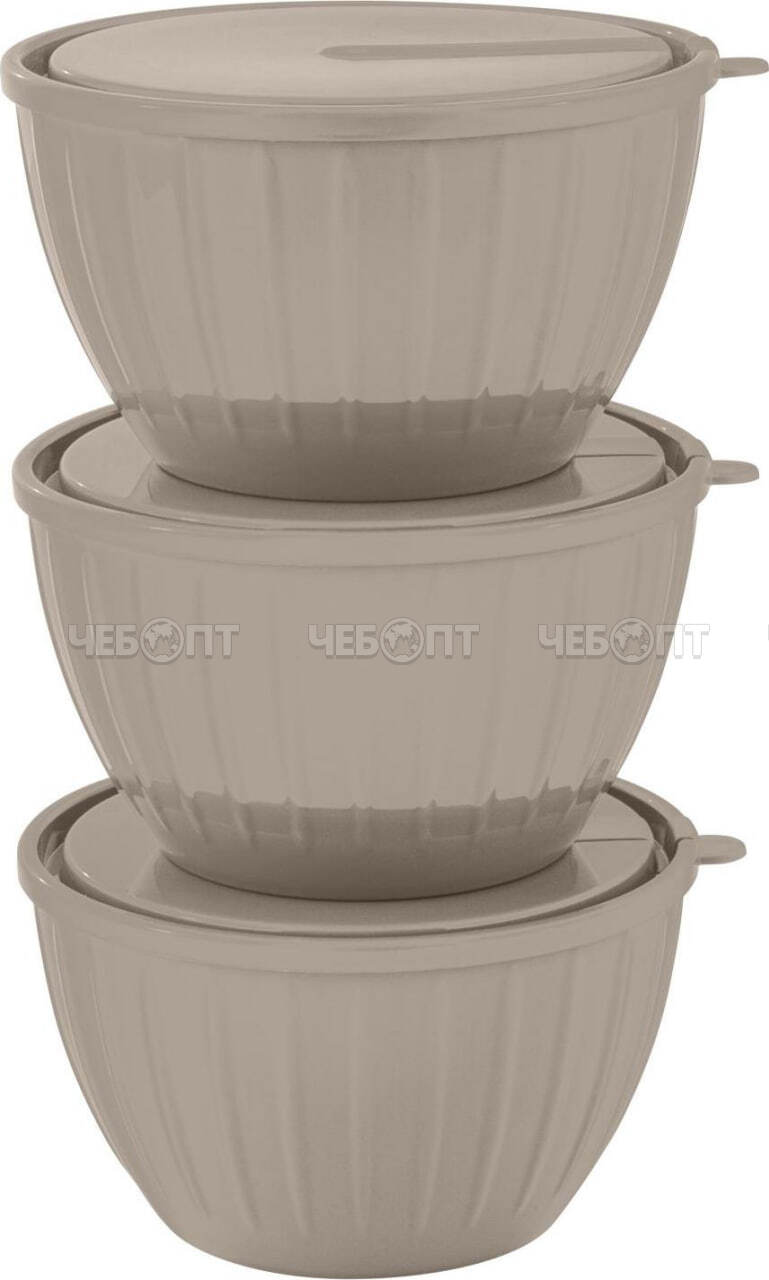 Набор салатников 3 предмета Sugar&Spice коллекция Vanilla ЛАТТЕ (0,6 л - 3 шт) 136х127х120 мм пластмассовые арт. SE186512005 [27] ПЛАСТИК РЕПАБЛИК. ЧЕБОПТ.