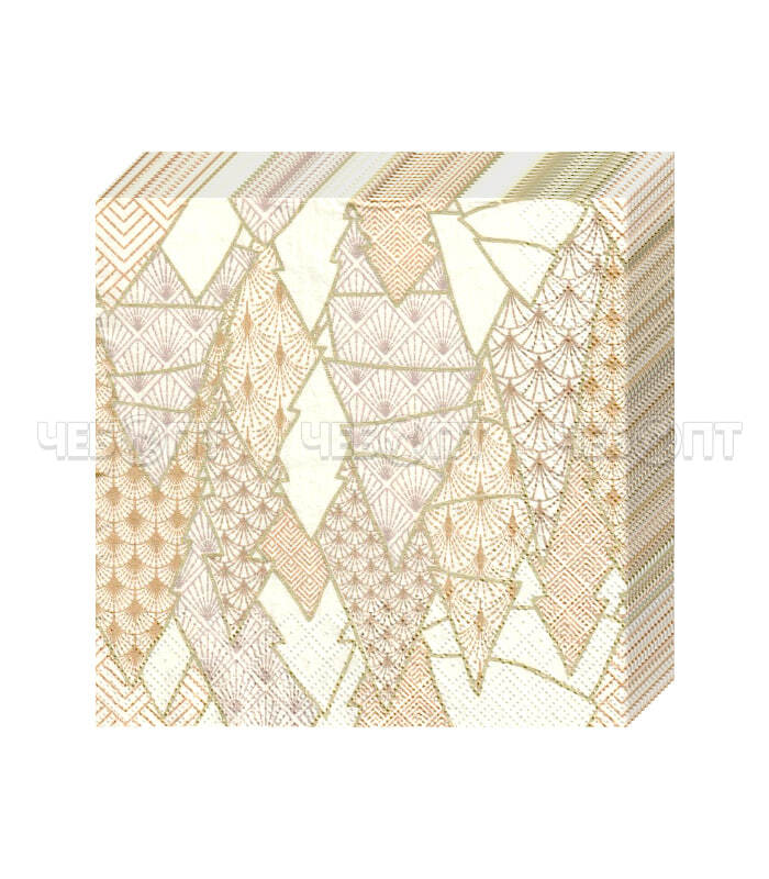 Салфетка бумажная DESNA HOME COLLECTION CLASSIC 20 листов ЗОЛОТЫЕ ЕЛИ НА БЕЛОМ [12]. ЧЕБОПТ.