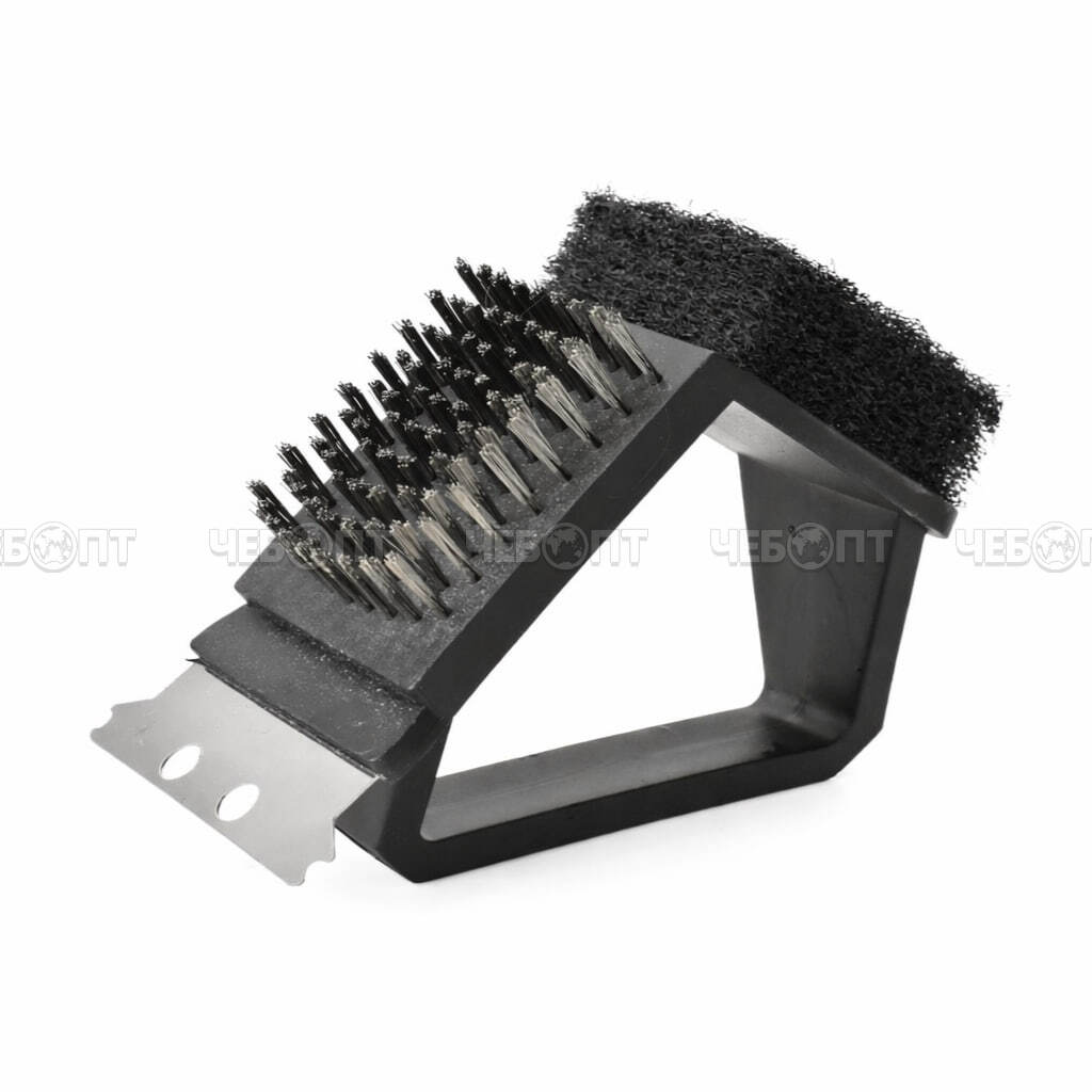 Щетка для чистки барбекю и гриля 12*7,2*10 см со скребком и губкой арт. 300751 $ [140] GOODSEE. ЧЕБОПТ.